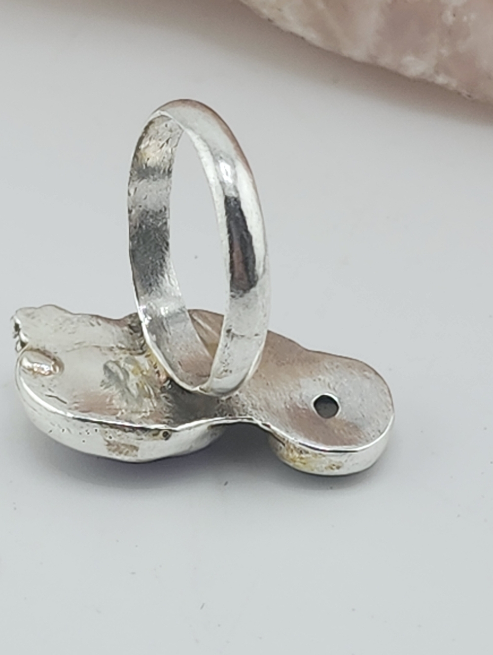 OPAL & AQUAMARINE HANDMADE RING IN STERLING SILVER SZ 8.5 - Picture 4 of 11